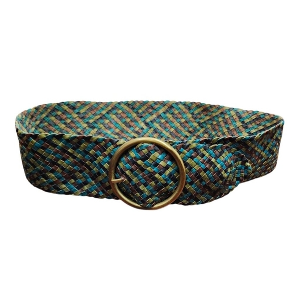 Kookai Wide Braided Belt Large Brass Oval Buckle EUC 38 " Waist - Picture 2 of 10